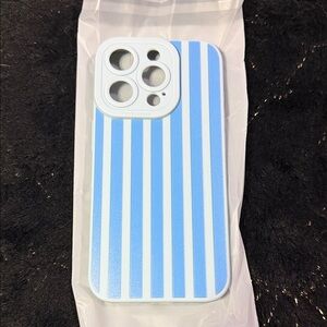 Kanghar IPhone 14 Pro cute blue striped phone case NWT